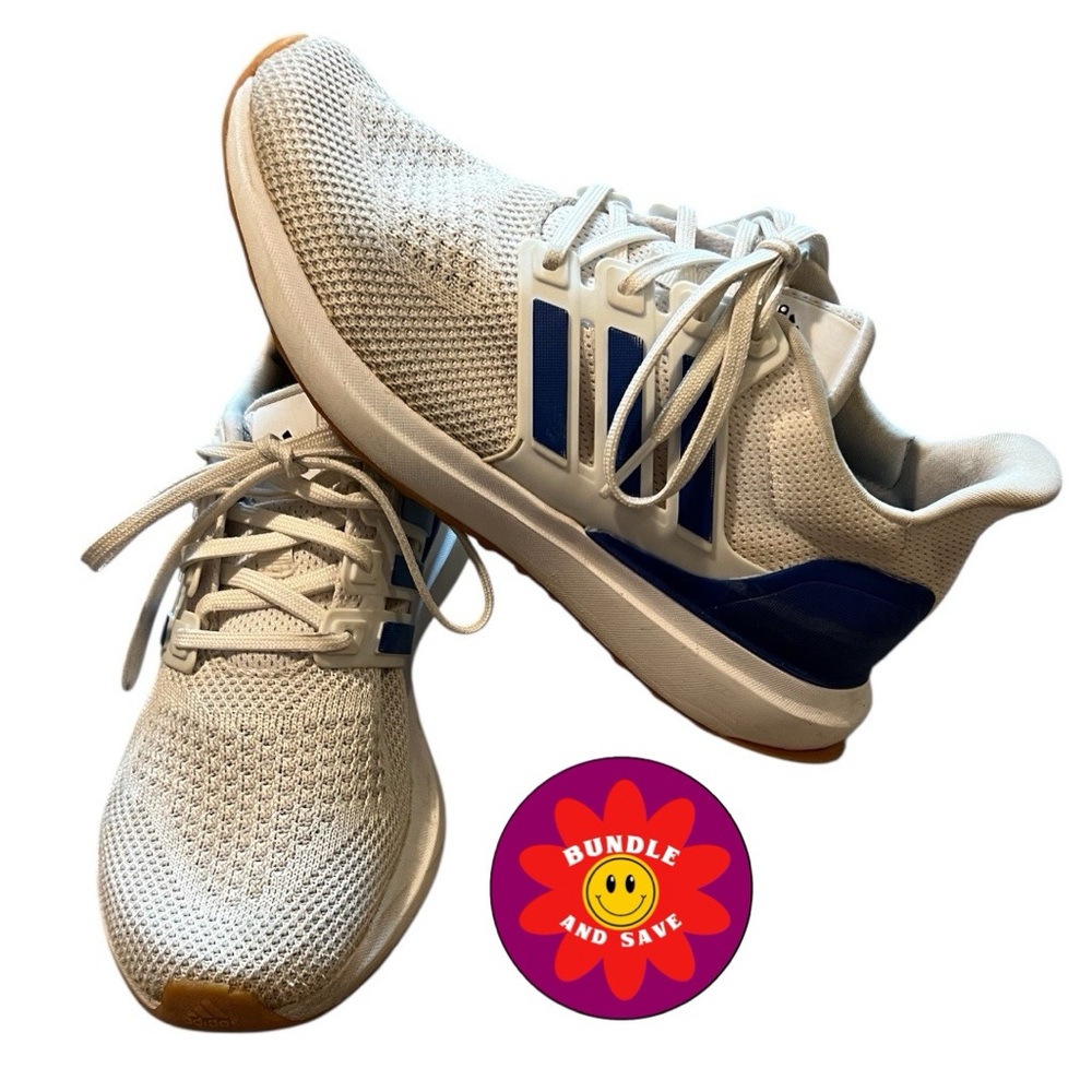 Kids 5 Adidas White and Blue Running Shoes